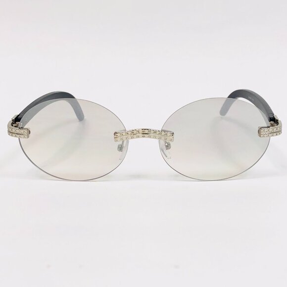 Men‎ Clear Sunglasses Oval Silver Trandy Shades Hip Hop Shades Classic Rimless - Picture 4 of 5